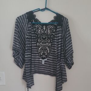 Love By Design Asymmetrical Gray and Black Sweater